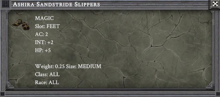 ASHIRA SANDSTRIDE SLIPPERS in-game item card