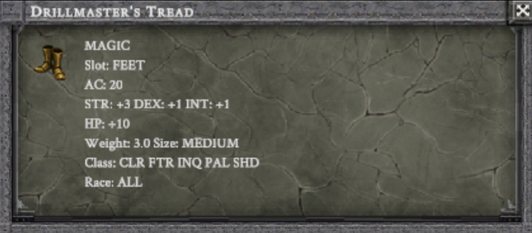 DRILLMASTER'S TREAD item card