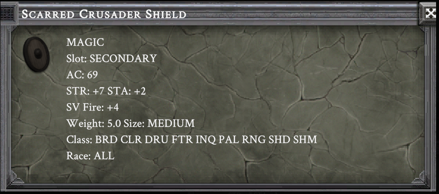 SCARRED CRUSADER SHIELD item card