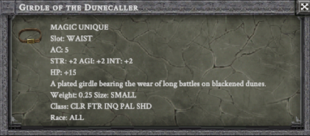 GIRDLE OF THE DUNECALLER item card