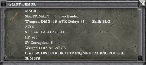GIANT FEMUR item card
