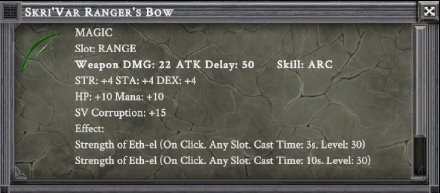 SKRI'VAR RANGER'S BOW item card