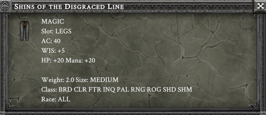 SHINS OF THE DISGRACED LINE item card