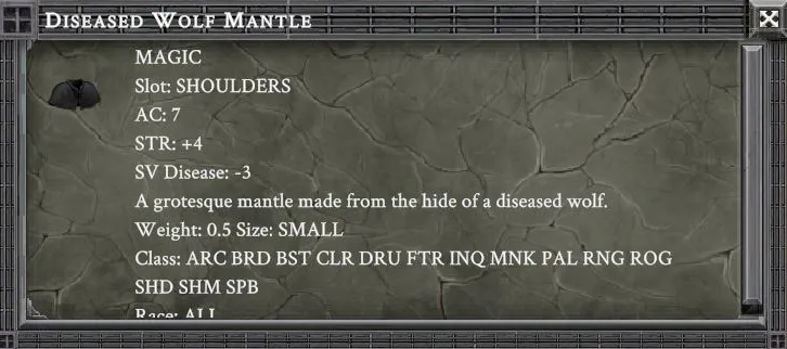 DISEASED WOLF MANTLE item card