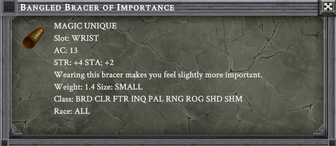 BANGLED BRACER OF IMPORTANCE item card