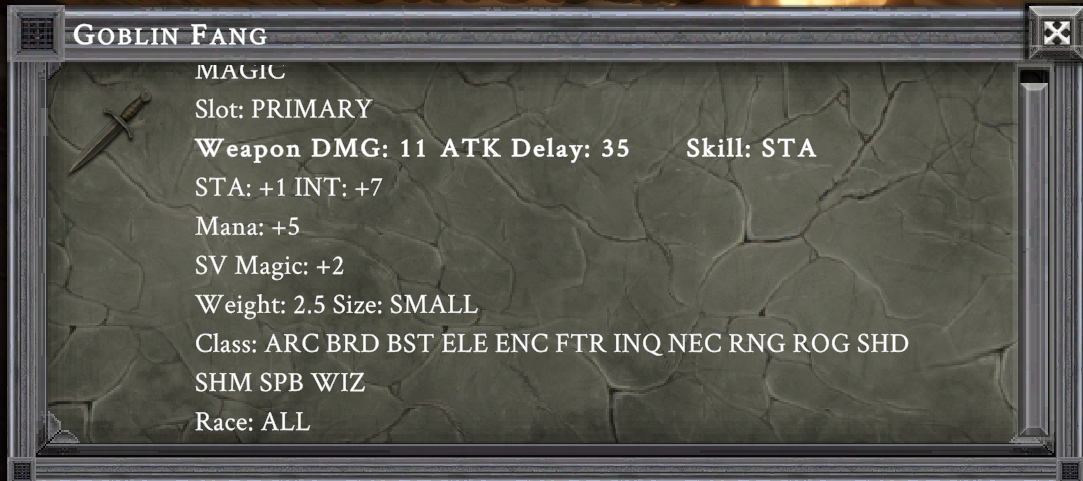 GOBLIN FANG item card