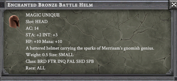 ENCHANTED BRONZE BATTLE HELM item card