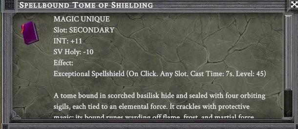 SPELLBOUND TOME OF SHIELDING item card