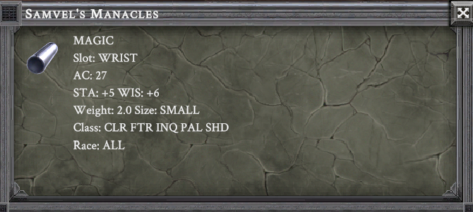 SAMVEL'S MANACLES item card