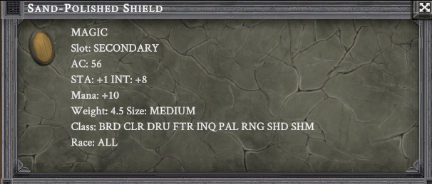 SAND-POLISHED SHIELD item card