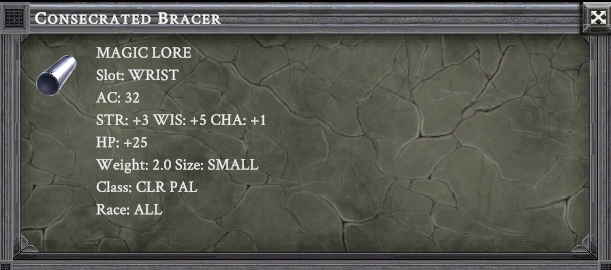 CONSECRATED BRACER item card