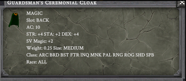 GUARDSMAN'S CEREMONIAL CLOAK item card