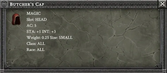 BUTCHER'S CAP item card