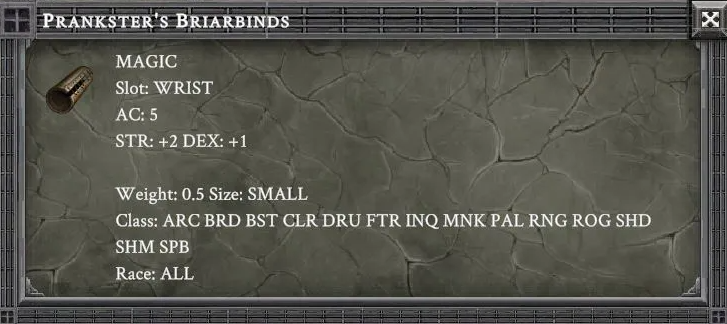PRANKER'S BRIARBINDS item card