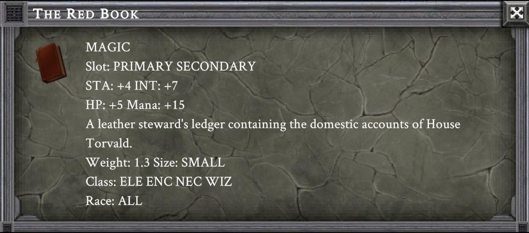 THE RED BOOK item card