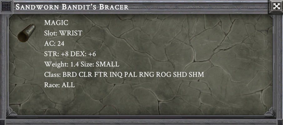 SANDWORN BANDIT'S BRACER item card