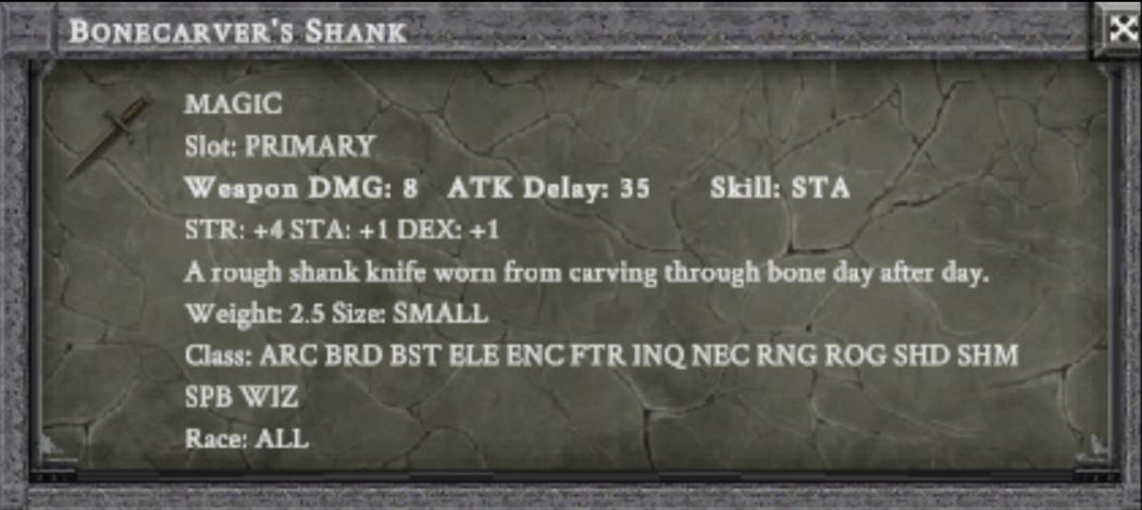 BONECARVER'S SHANK item card