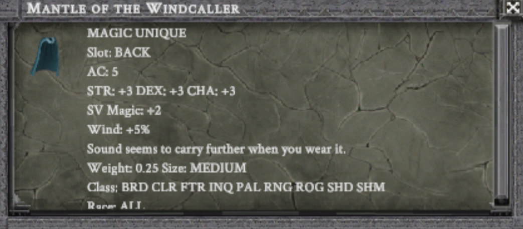 MANTLE OF THE WINDCALLER item card