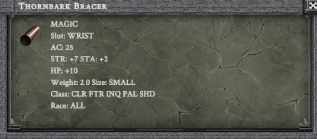 THORNBARK BRACER item card