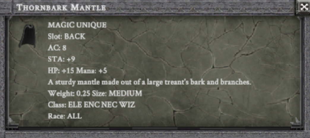 THORNBARK MANTLE item card