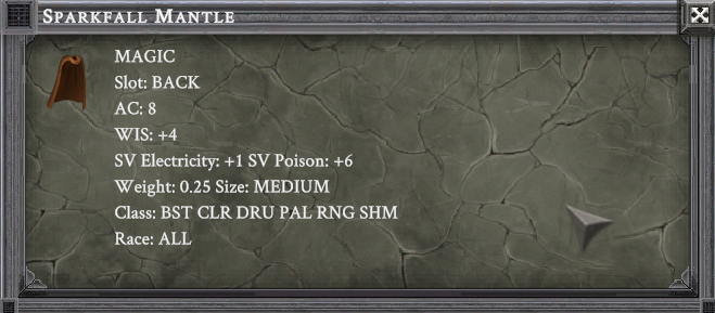 SPARKFALL MANTLE item card