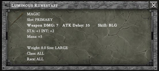 LUMINOUS RUNESTAFF in-game item card