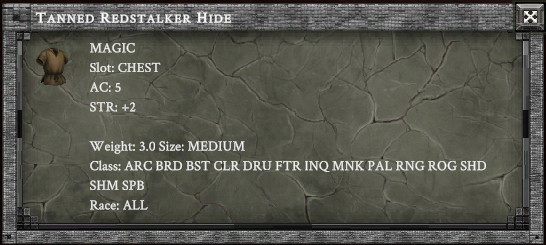 TANNED REDSTALKER HIDE in-game item card